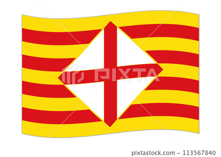 Waving flag of Barcelona, administrative division of Spain. Vector illustration. Waving flag of Barcelona, administrative division of Spain. Vector illustration. 113567840