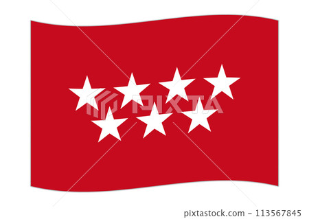 Waving flag of Madrid, administrative division of Spain. Vector illustration. Waving flag of Madrid, administrative division of Spain. Vector illustration. 113567845
