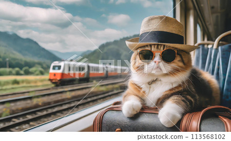 火車窗外看風景的貓-旅行的貓 火車窗外看風景的貓-旅行的貓 113568102