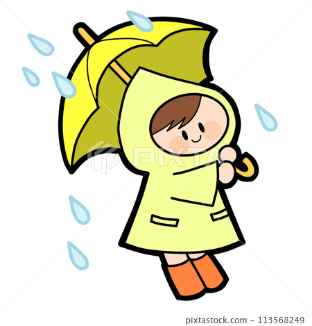A girl holding an umbrella during the rainy season in June 113568249