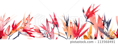 Autumn tree seamless border design 113568491