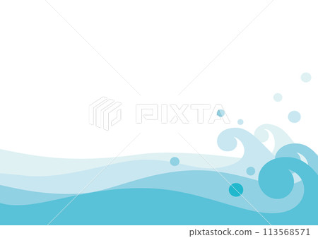 Vector illustration of the ocean with beautiful splashes of waves 113568571