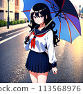 Beautiful high school girl holding an umbrella 1 113568976