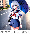 Beautiful high school girl holding an umbrella 2 113568978