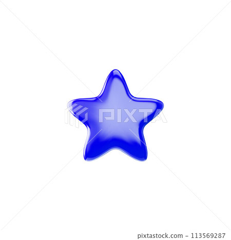 Blue star realistic 3d design, glossy award or rating star, vector icon achievement for ui game app, decoration element 113569287