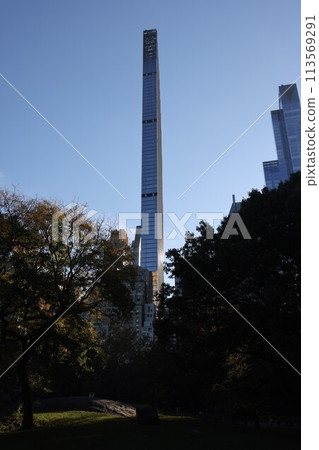 [New York] Skyscrapers seen from Central Park in autumn 113569291
