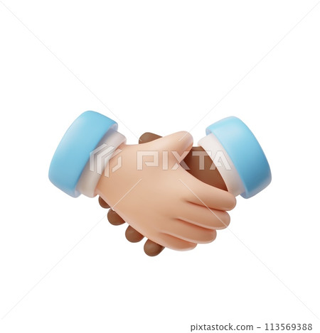3D hand shake vector icon, unity diverse partnership human arm gesture with blue sleeves, agreement deal, greetings 3D hand shake vector icon, unity diverse partnership human arm gesture with blue sleeves, agreement deal, greetings 113569388