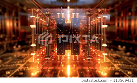 quantum computing illustration glowing connections, generative ai quantum computing illustration glowing connections, generative ai 113569431