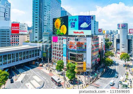 [東京]從上方看澀谷交叉路口 113569695