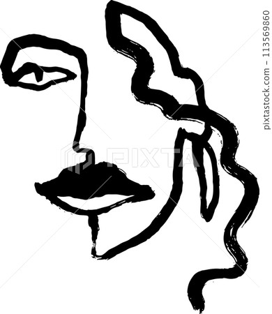 Contemporary Dry Brush Abstract Modern Girl Portrait. Contemporary Dry Brush Abstract Modern Girl Portrait. 113569860