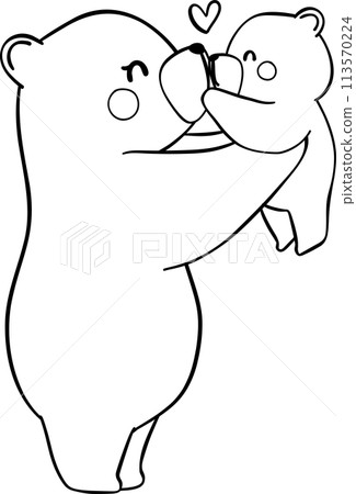 Retro Mothers Day Bear and baby outline coloring image Retro Mothers Day Bear and baby outline coloring image 113570224