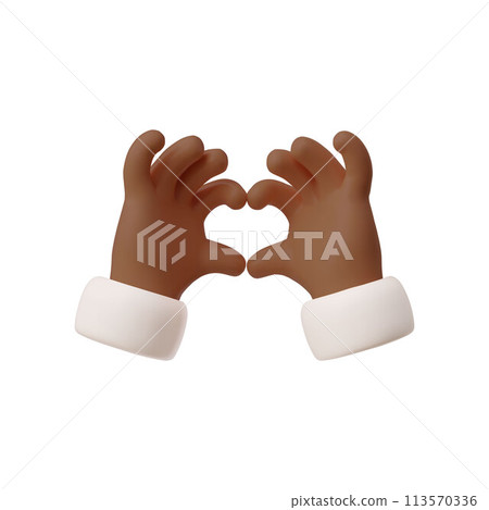Hands making heart shape gesture 3D vector icon, cartoon love symbol, Valentines day romantic afro fingers gesture emoji Hands making heart shape gesture 3D vector icon, cartoon love symbol, Valentines day romantic afro fingers gesture emoji 113570336