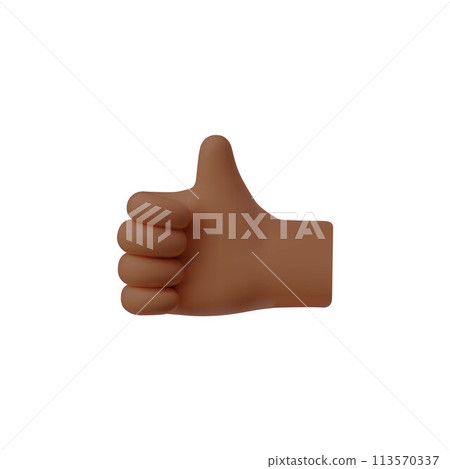 Thumb up hand gesture, like sign 3D vector emoticon icon, approval emoji for social media message and positive feedback 113570337