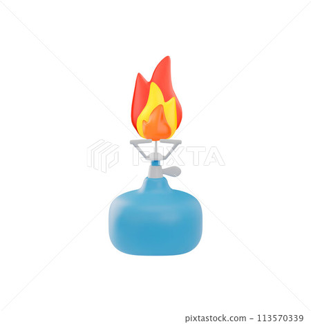 Camping gas stove with fire flame 3D vector icon, portable burner, cooking stove for travel picnic, tourist equipment Camping gas stove with fire flame 3D vector icon, portable burner, cooking stove for travel picnic, tourist equipment 113570339
