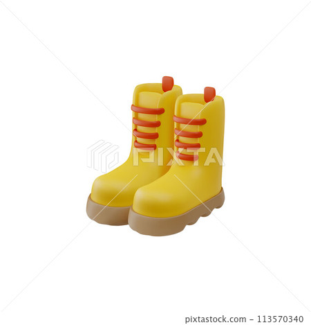 Camping shoes with laces 3D vector icon, render pair of boots for hiking, climbing or walking, tourist trekking footwear Camping shoes with laces 3D vector icon, render pair of boots for hiking, climbing or walking, tourist trekking footwear 113570340
