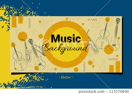 Banner background music instrumental element doodle festival concert live event artwork abstract bg. 113570690