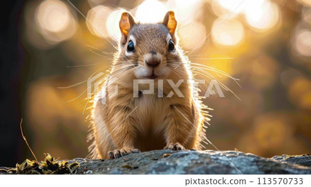 Small Animal Browsing Near Mushroom 113570733