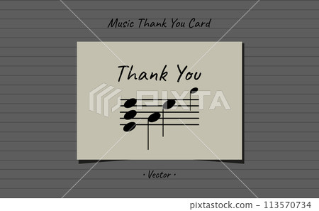 Music thank you card with notes musical symbols minimalist vector design. 113570734