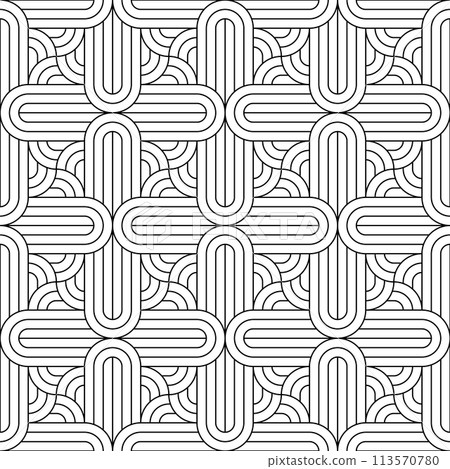 Seamless geometric ornament . Black color thin lines . 113570780