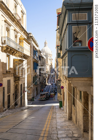 The narrow streets in the center of Valletta, Malta The narrow streets in the center of Valletta, Malta 113571008