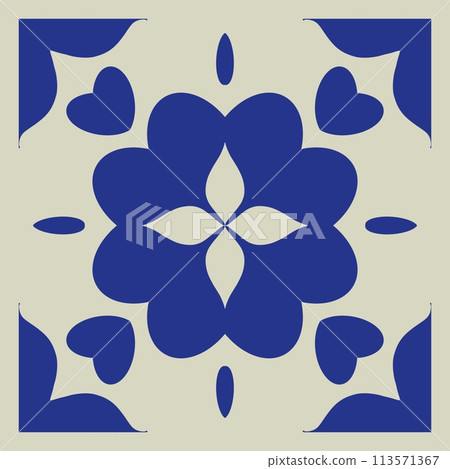 Untitled Artworknavi blue moroccan flowers geometric abstract pattern. Seamless background 113571367