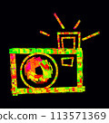 colorful camera illustration on black 113571369