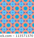 blue flowers geometric abstract pattern. Seamless background 113571370