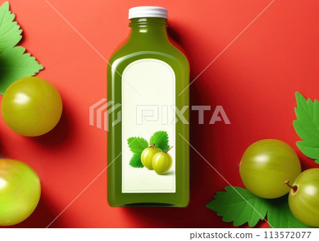 Savor the fresh essence of nature with this bottle of gooseberries juice 113572077