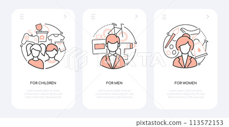 Things of different genders - line design style banners set Things of different genders - line design style banners set 113572153