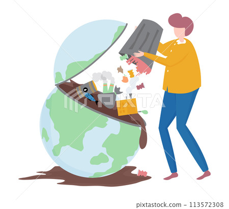 Ecology Concept of Pollution the Earth, flat design vector illustration, for graphic and web design 113572308