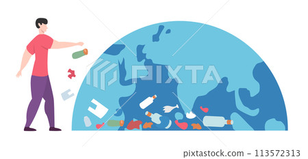 Ecology Concept of Clean Earth Environment, flat design vector illustration, for graphic and web design 113572313