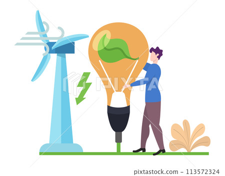 Concept of Ecology Problems and Alternative Energy, flat design vector illustration, for graphic and web design 113572324