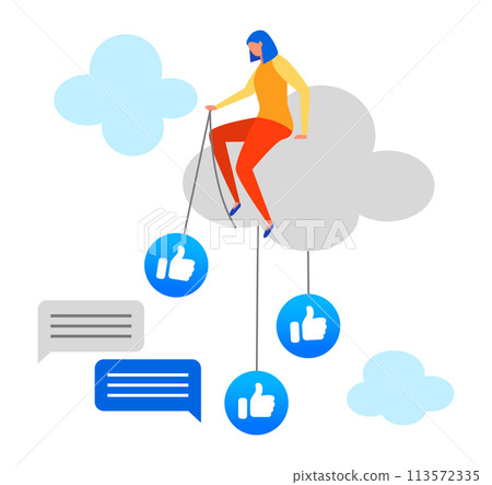 Concept of Likes in Social Media, flat vector illustration, for graphic and web design 113572335