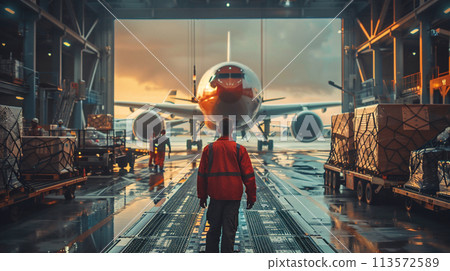 Loading cargo at the airport 113572589