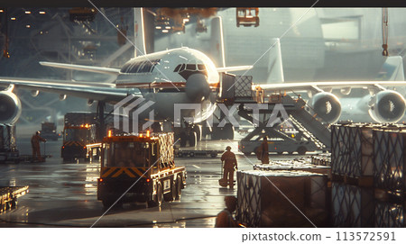 Loading cargo at the airport 113572591