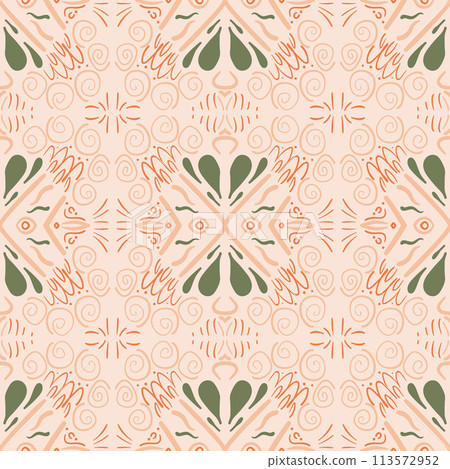 Abstract retro seamless pattern. vintage ornament endless background. Vector flat illustration 113572952