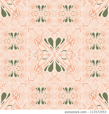Abstract retro seamless pattern. vintage ornament endless background. Vector flat illustration 113572953