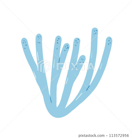 Coral reef isolated on white background. Sea underwater elements. Vector flat illustration 113572956