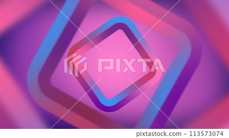 Large bright pink blue volumetric frames spin on a magenta background. Abstract neon purple pink juicy bright magenta blue squar. Geometric shapes center. 8k wallpaper 4k screensaver. 2k resolution. 113573074