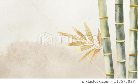 竹、竹林、竹叢的日式影像插畫背景（AI生成素材） 113573087