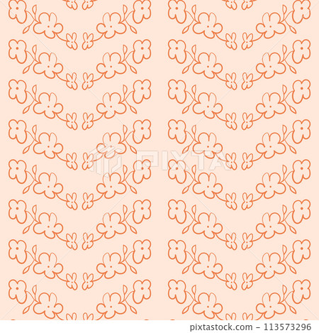 Flowers scribble seamless pattern. Floral endless background in doodle style. Simple botanic repeat cover. Vector hand drawn illustration. Flowers scribble seamless pattern. Floral endless background in doodle style. Simple botanic repeat cover. Vector hand drawn illustration. 113573296
