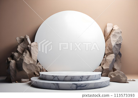 3D round podium for product display rock wallpaper 113573393