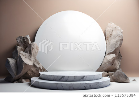3D round podium for product display rock wallpaper 3D round podium for product display rock wallpaper 113573394