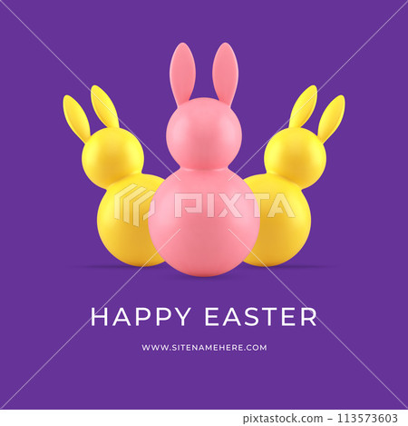 Easter bunny bauble 3d social media post design template holiday celebration realistic vector Easter bunny bauble 3d social media post design template holiday celebration realistic vector 113573603