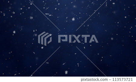 White snowflakes on a blue background seamless looped. Snowfall, snowstorm. Abstract festive gradient New Year, Christmas background. 8k wallpaper 4k screensaver. 2k resolution. 113573721