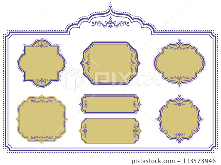 Asian style ornament frame set. Vector data. 113573946