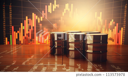 Barrels of oil with charts 113573978