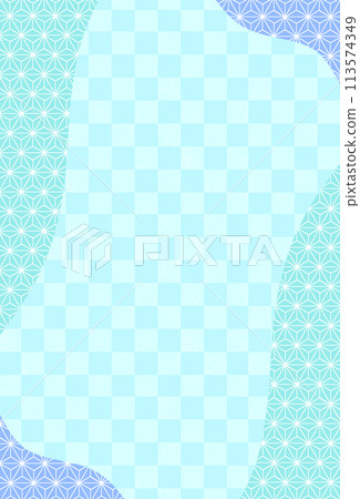 日本圖案方格圖案和麻葉夏季圖像垂直 113574349