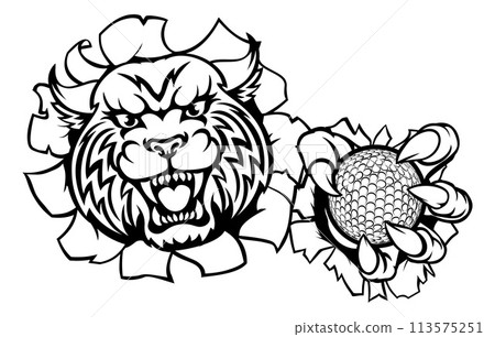 Wildcat Bobcat Cat Cougar Golf Ball Mascot Wildcat Bobcat Cat Cougar Golf Ball Mascot 113575251