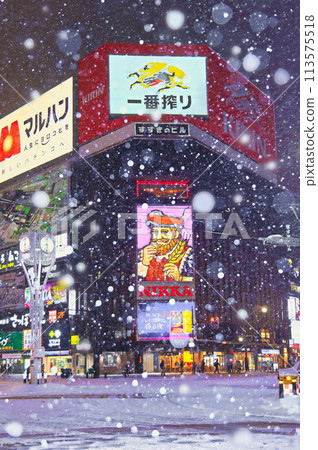 Snow falling in Susukino Snow falling in Susukino 113575518